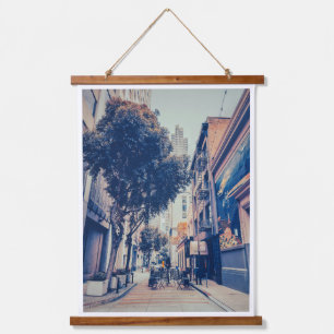City Alleyway with Cafe Hanging Tapestry