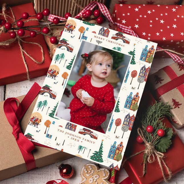 City Amsterdam Houses Christmas Modern Holiday Card (City Amsterdam Houses Christmas Modern Holiday Card)