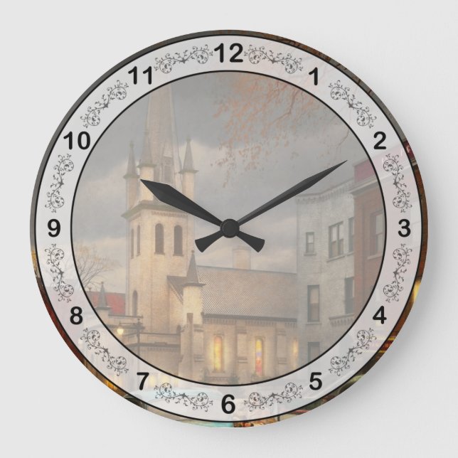 City - Amsterdam NY - Evening Prayers 1941 Large Clock (Front)