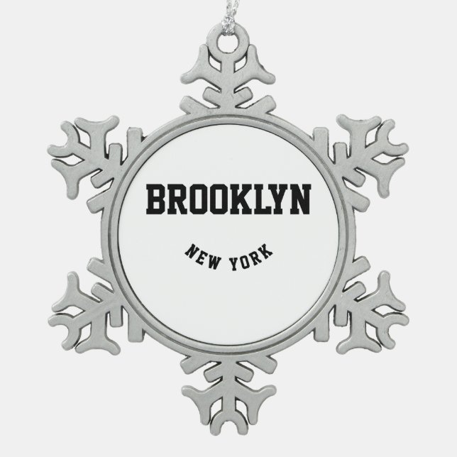 City and State Custom Location  Snowflake Pewter Christmas Ornament (Front)