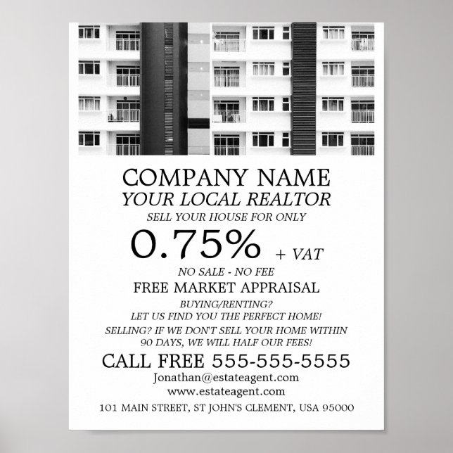 City Apartments, Realtor, Estate Agent Advertising Poster (Front)
