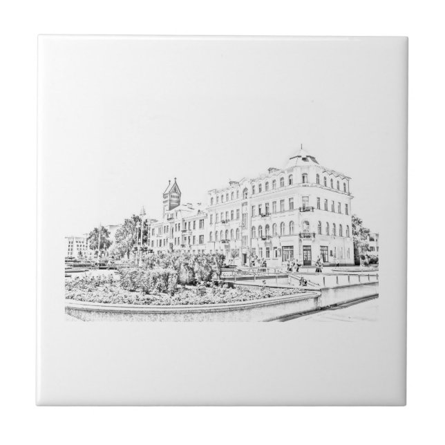 City Architecture Buildings Sketch Tile (Front)