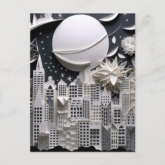 City at Night Landscape Background Postcard (Front)