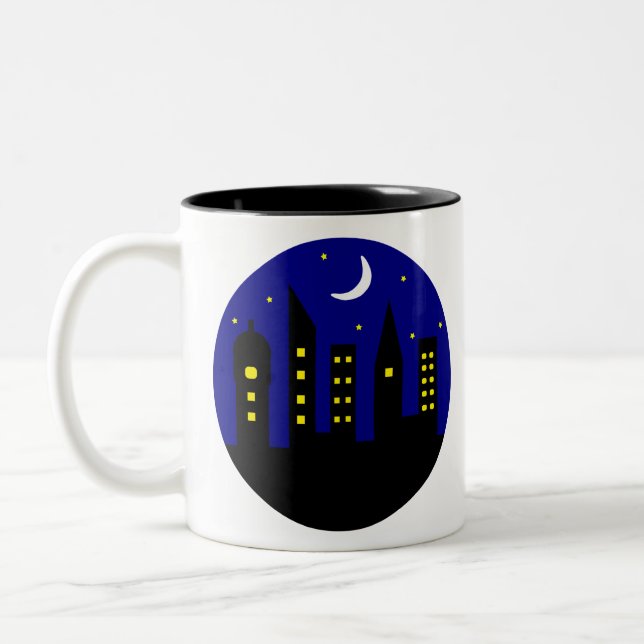 city at night Two-Tone coffee mug (Left)