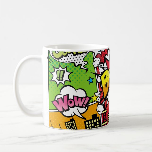 City background material with comic art style spee coffee mug (Left)