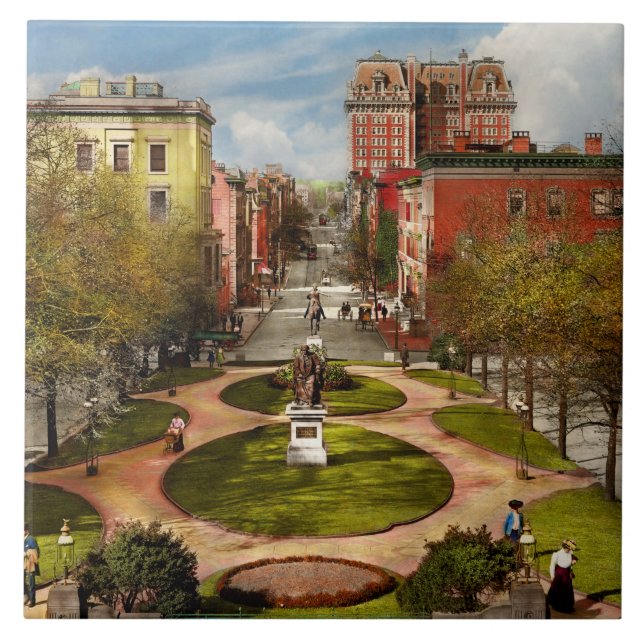 City - Baltimore MD - A walk in the park 1906 Tile (Front)