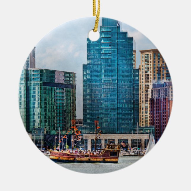 City - Baltimore MD - Harbour east Ceramic Tree Decoration (Front)