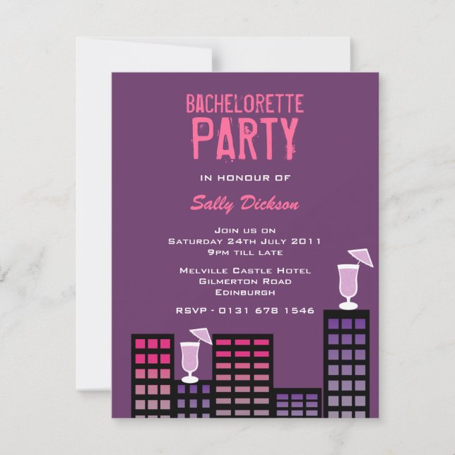 City Blocks Bachelorette Party Invitation (Front)