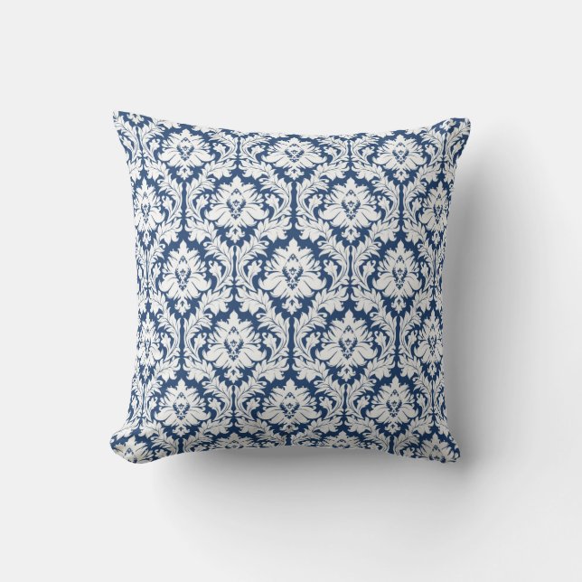 City Blue Damask pattern Cushion (Front)