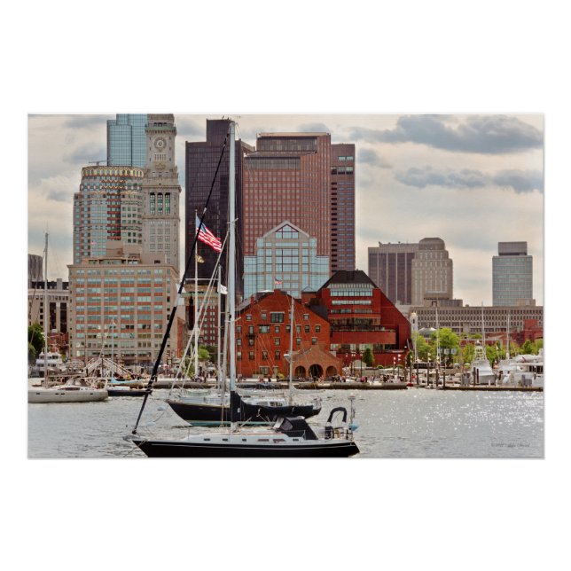 City - Boston Ma - Harbour walk skyline Poster (Front)