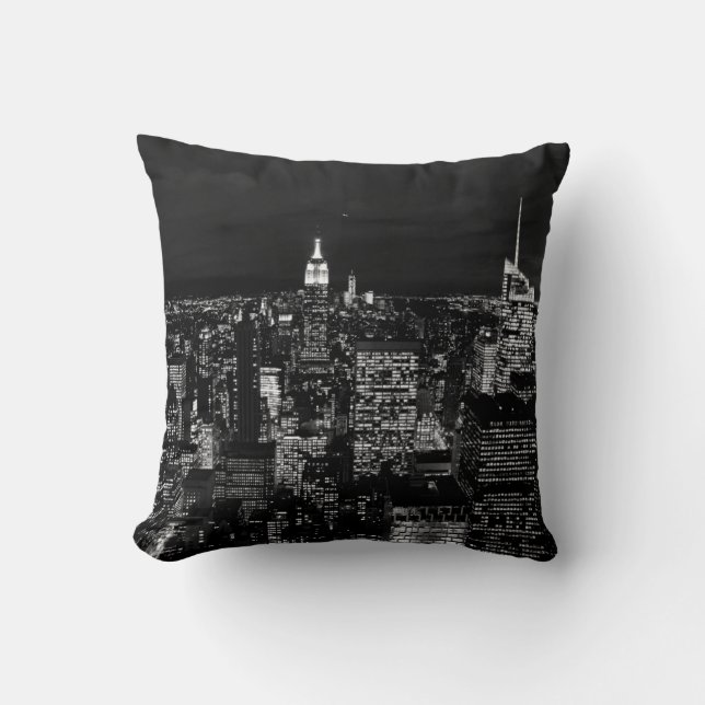 CITY BUILDING DURING NIGHT TIME PHOTO CUSHION (Front)