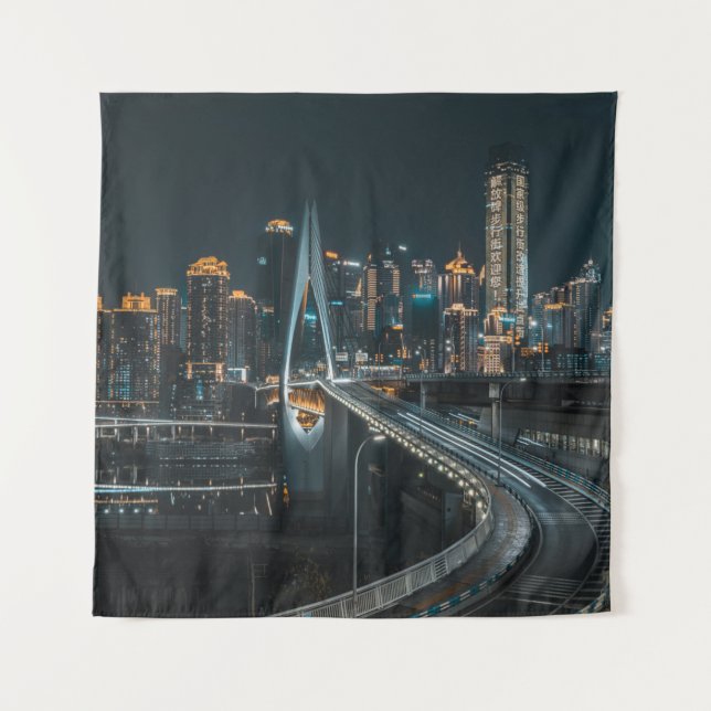 CITY BUILDINGS DURING NIGHT TIME TAPESTRY (Front)