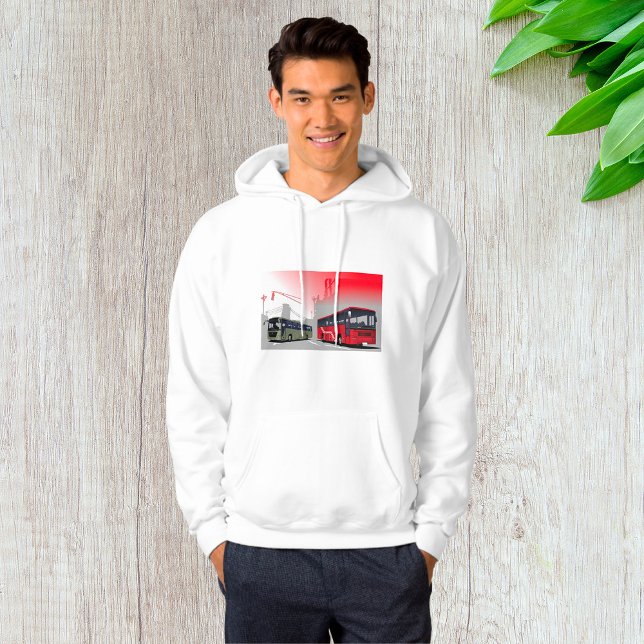 City Buses Red Green Coaches on Urban Street Hoodie (Creator Uploaded)