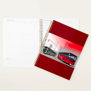 City Buses Red Green Coaches on Urban Street Planner