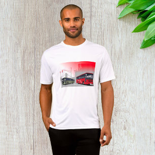 City Buses Red Green Coaches on Urban Street T-Shirt