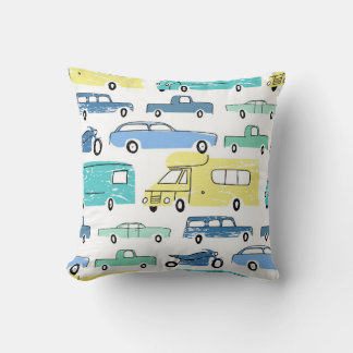 City cars and transport cartoon seamless pattern. cushion