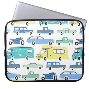 City cars and transport cartoon seamless pattern. laptop sleeve