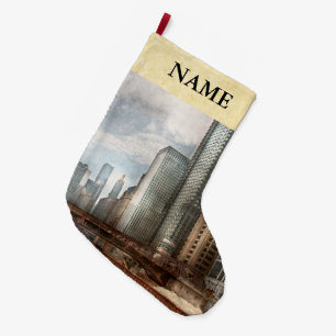 City - Chicago, IL - Building a new city Large Christmas Stocking