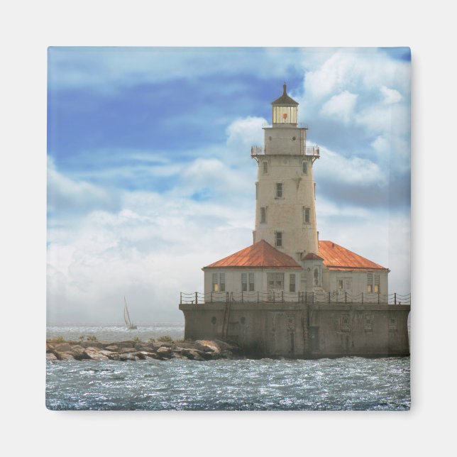 City - Chicago IL - Chicago harbour lighthouse Magnet (Front)