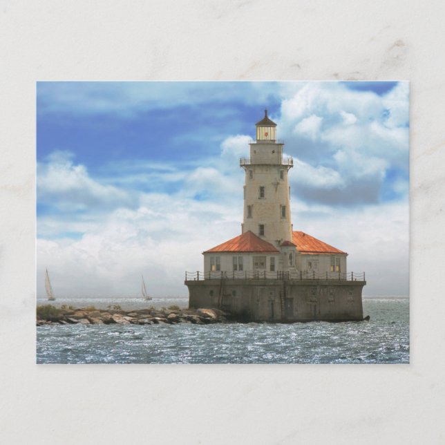 City - Chicago IL - Chicago harbour lighthouse Postcard (Front)