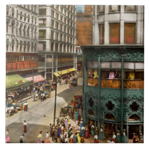 City - Chicago IL - Hustle and Bustle 1907 Tile