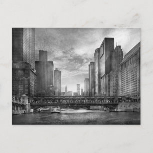 City - Chicago, IL - Looking towards the future BW Postcard