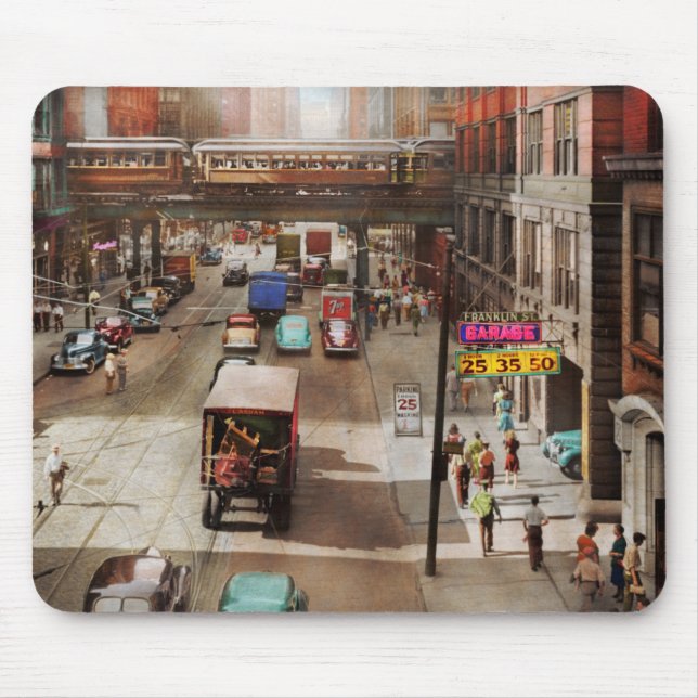 City - Chicago IL - Modes of transportation 1941 Mouse Pad (Front)