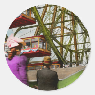 City - Chicago,IL - The first Ferris Wheel 1893 Classic Round Sticker