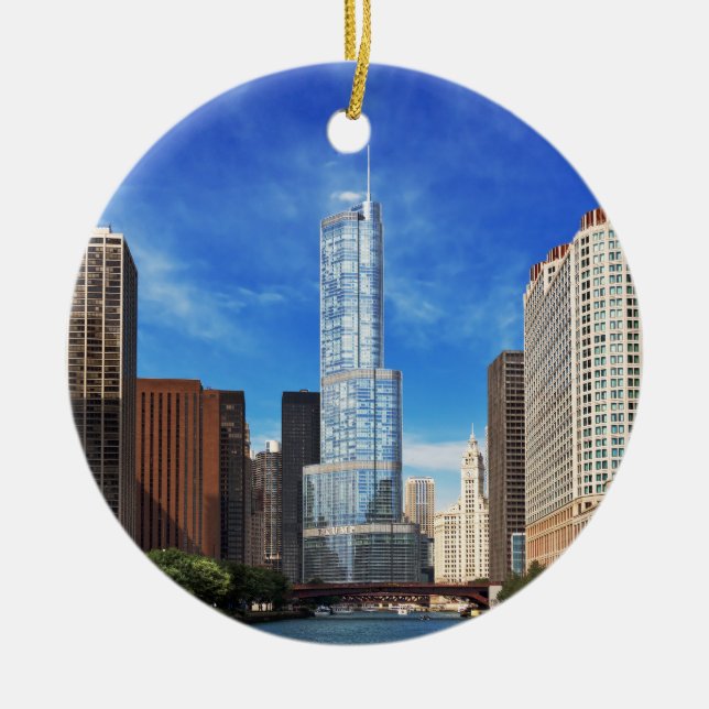 City - Chicago IL - Trump Tower Ceramic Tree Decoration (Front)