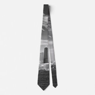City - Chicago Skyline & The Navy Pier BW Tie