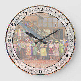 City - Chicago - Waiting for a street car 1940 Large Clock