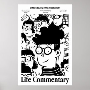 City Crowd Art Print Black and White Life