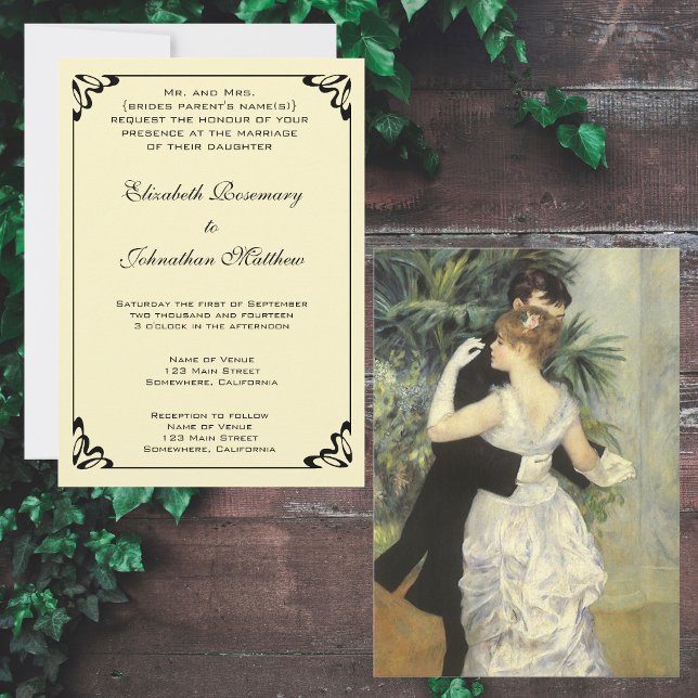 City Dance by Renoir Vintage Art Wedding Invitation (Creator Uploaded)