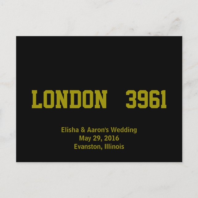 City & Distance Wedding Table Postcards (Front)