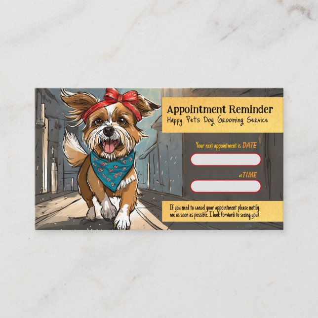 City Dog Artsy Grooming Appointment Reminder Card (Front)