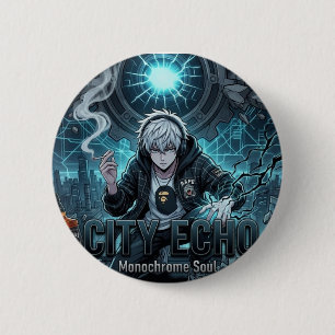 City Echo Monochrome Soul Cyberpunk Anime Boy Butt 6 Cm Round Badge