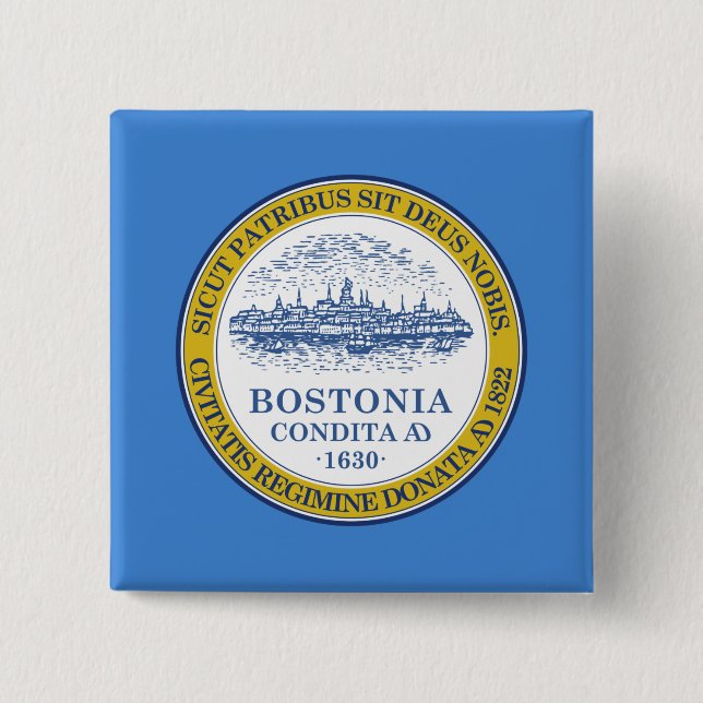 City Flag of Boston (Massachusetts) 15 Cm Square Badge (Front)