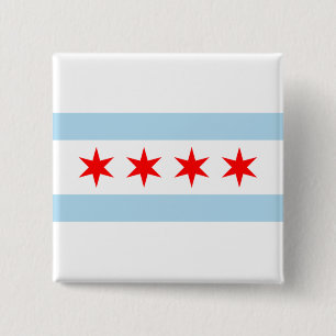 City Flag of Chicago (Illinois) 15 Cm Square Badge