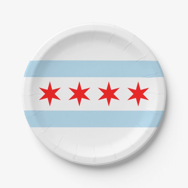 City Flag of Chicago (Illinois) Paper Plate (Front)