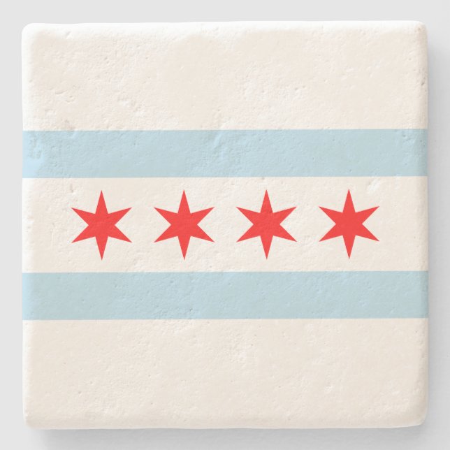 City Flag of Chicago (Illinois) Stone Coaster (Front)