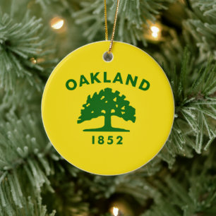 City Flag of Oakland (California) Ceramic Tree Decoration