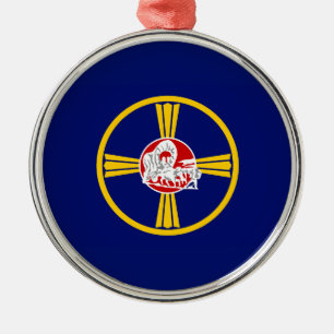 City Flag of Omaha (Nebraska) Metal Tree Decoration