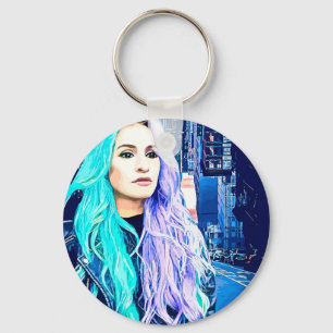 City Girl Abstract Surreal original Digital art   Key Ring