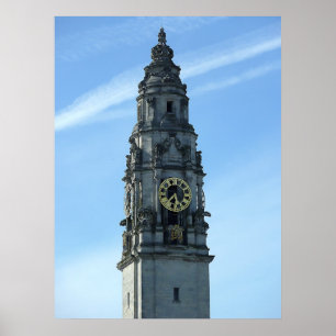 City Hall Clock Tower, Cardiff Poster