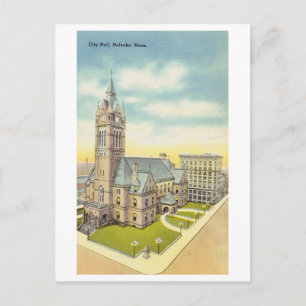 City Hall in Holyoke, Mass., Vintage Travel Postcard