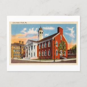 City Hall in York, Pennsylvania, Vintage Travel Postcard
