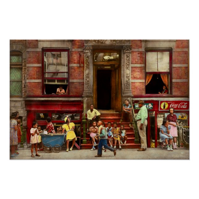 City - Harlem NY - Stoop life 1935 Poster (Front)