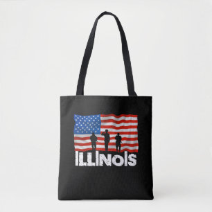 City Illinois American Flag Christmas Tote Bag