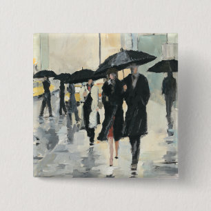 City in the Rain 15 Cm Square Badge
