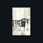 City in the Rain Canvas Print<br><div class="desc">© Avery Tillmon / Wild Apple. An image of people walking in the city. It's raining, and the people have their umbrellas up.</div>